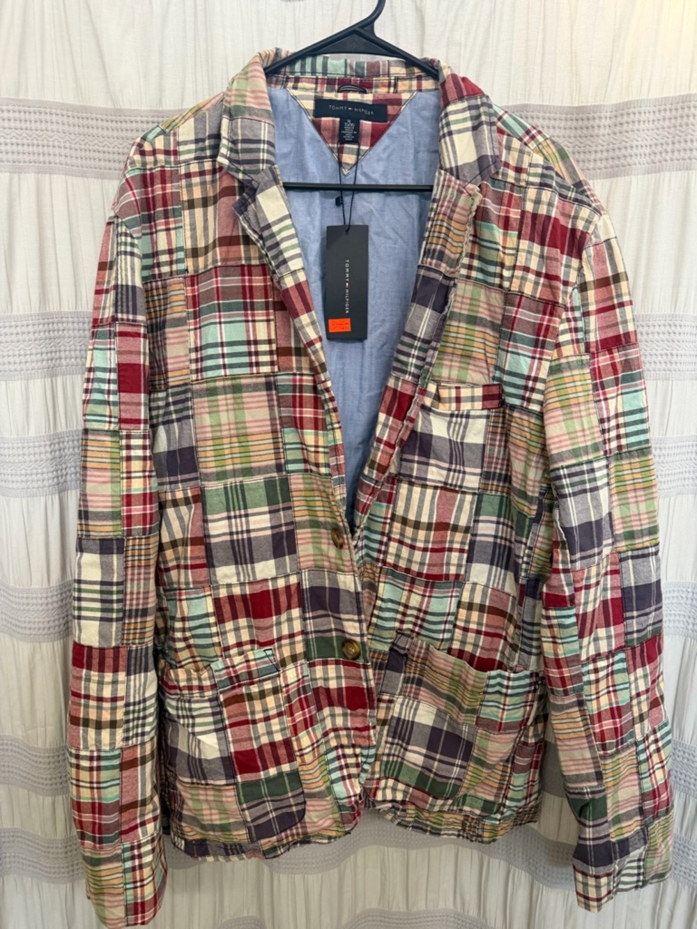 Tommy Hilfiger Red, Blue and Cream Plaid Sports Coat